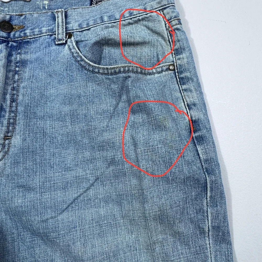 Chaps Denim Mens Straight Fit Light Wash‎ Blue Cotton Jeans 36x30